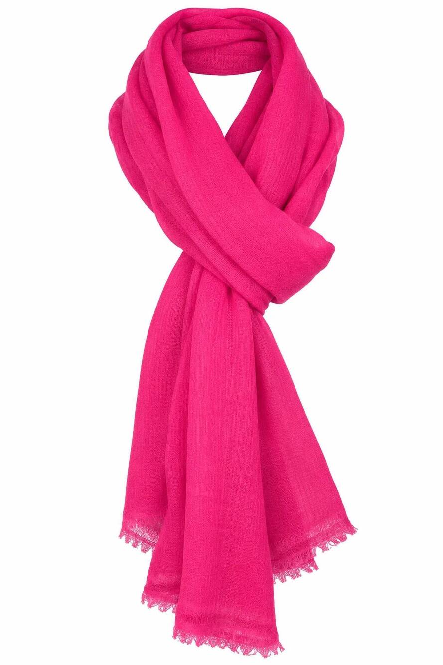 NEW DOLMA women's diamond weave cashmere featherweight scarf in fuchsia